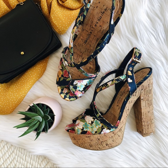 Chinese Laundry Shoes - Floral print platform sandals